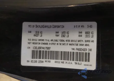 2004 Chrysler Sebring Limited from USA, damaged, VIN 1C3EL65R74N175897